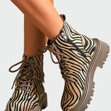 Zebrasti Čizme s Vezicama