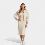 Миди Рокля Ребриста Тъкан