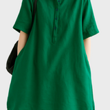 Бяла Ленена Рокля Силует