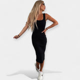 Миди Рокля Ребриста Тъкан