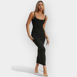 Миди Рокля с Открит Гръб