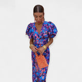 Рокля Сатен Ръкави Волани