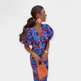 Рокля Сатен Ръкави Волани