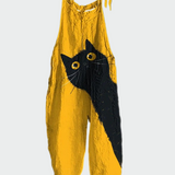 Салопета Жълта Принт Котка